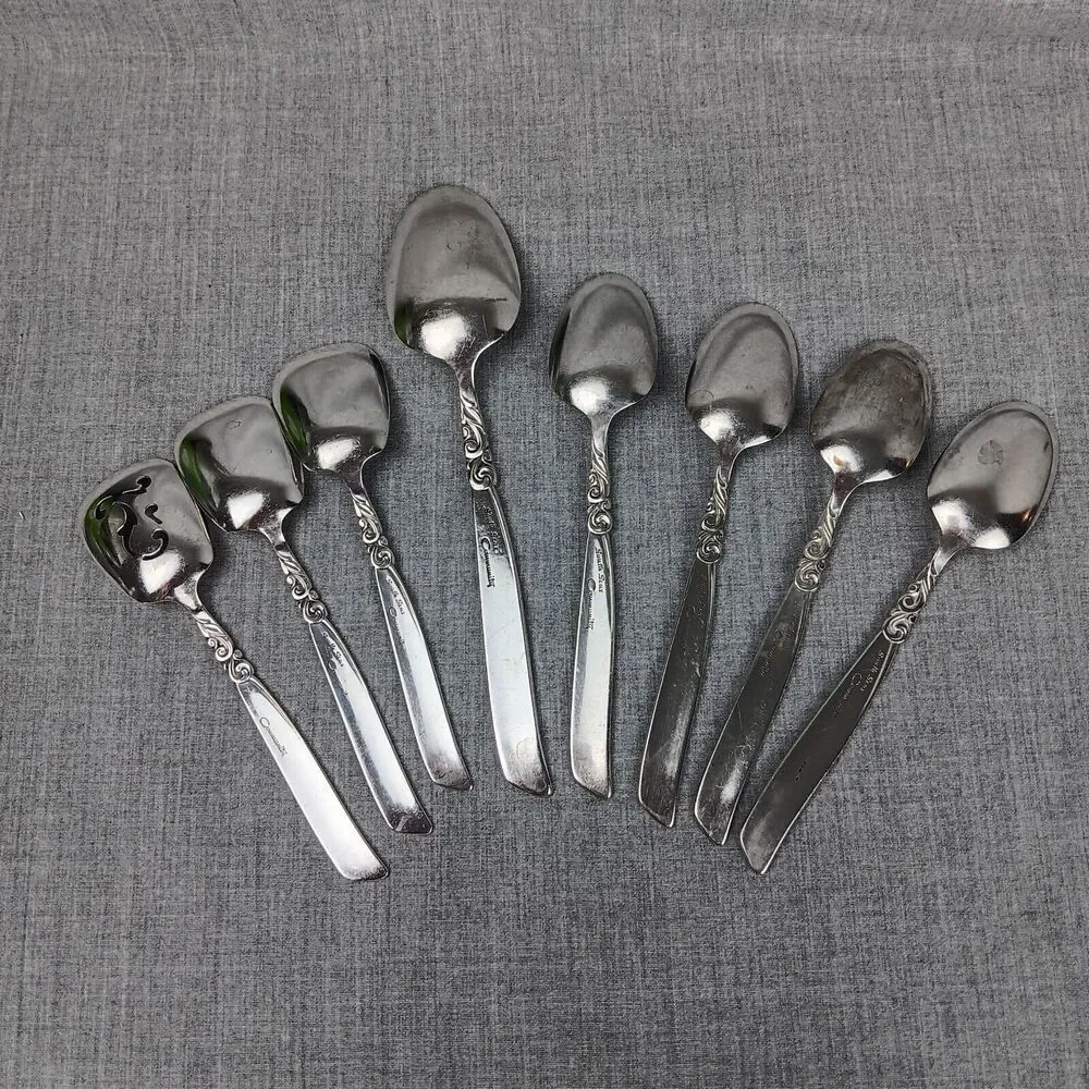 Community South Seas 8 Spoon Lot Mid Century Modern Replacements Pieces Bon Bon